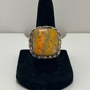 925 Bumble Bee Jasper Ring-NEW